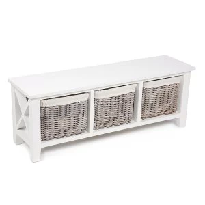 Image of Robert Dyas Tocino Ready Assembled X Side 3-Basket Horizontal Wooden Storage Unit - Unit