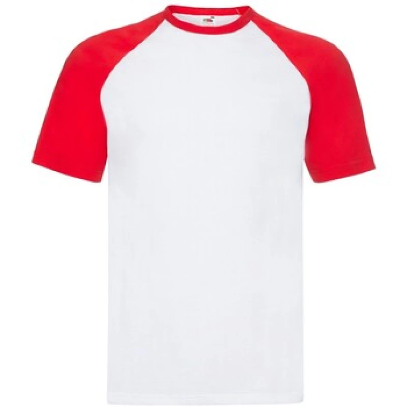 Image of Fruit Of The Loom Fruit of the Loom Men Contrast Panel Baseball T-Shirt in Off White Size: Small Off White S Male 5063527385727