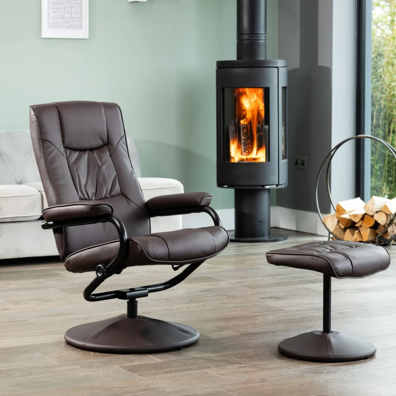 Image of Artemis Home Gibson Swivel Recliner & Footstool in Brown Brown Unisex