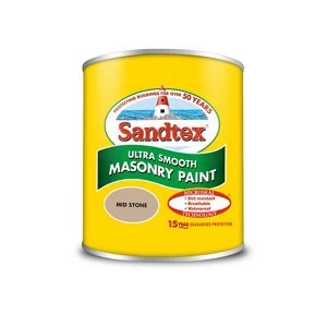 Image of Sandtex Mid stone Masonry Paint 0.15L Tester pot