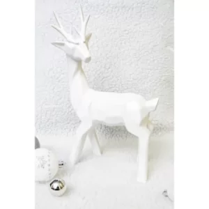 image of White Glitter Reindeer Christmas Decoration