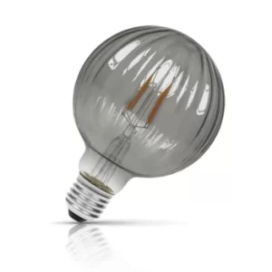 image of Prolite Globe LED Light Bulb Dimmable Ribbed E27 4W Extra Warm White Smoke