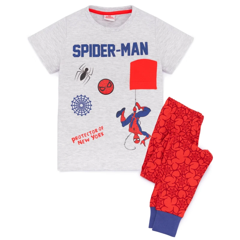 Image of Marvel Short Sleeve Long Leg Pyjama Set Red male