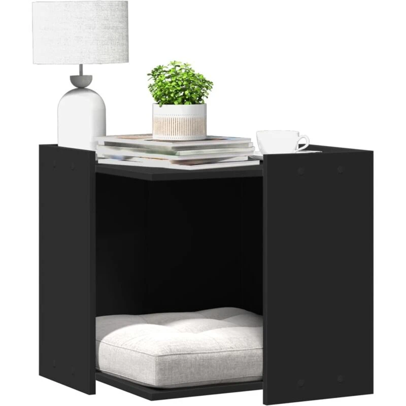 Image of vidaXL Cat Litter Box Enclosure Black 53x53x51cm Engineered Wood, Black 857752