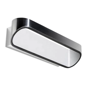 image of Oval LED 1 Light Up & Down Wall Light White, Brushed Aluminium