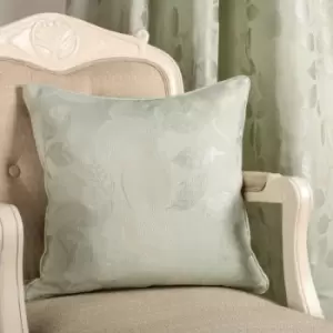 Image of Curtina - Bramford Floral Woven Jacquard Cushion Cover, Green, 43 x 43 Cm