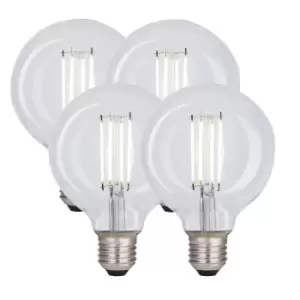 Image of 8 Watts G95 E27 LED Bulb Clear Globe Cool White Dimmable, Pack of 4