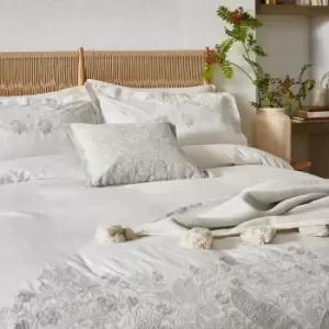 Image of William Morris Pure Strawberry Thief Super Kingsize Duvet Cover, Silver/White