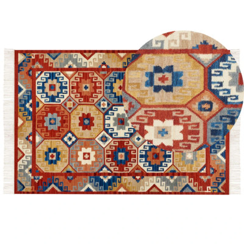 Image of Beliani Rug Lusarat Multicolour 200 X 300 Cm Wool Kilim