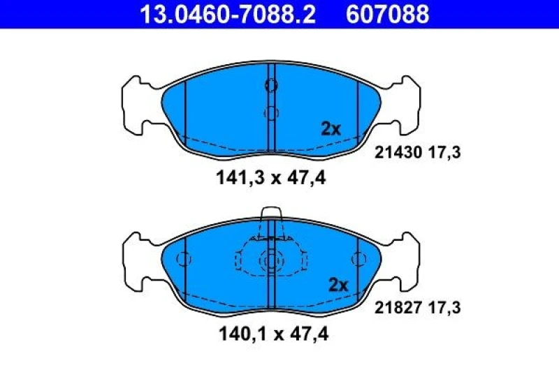 Image of ATE 13.0460-7088.2 Brake pad set excl. wear warning contact Brake Pad Set,disc brake (402)
