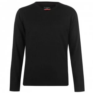 image of Pierre Cardin V Neck Knit Jumper Mens - Black