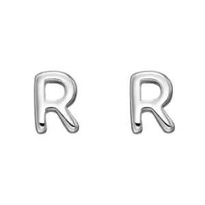 Image of Sterling Silver Alphabet Letter R Stud Earrings