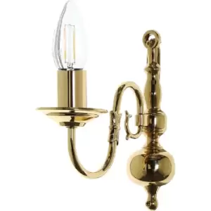 Image of Impex Flemish 1 Light Polished Brass Candle Wall Lamp