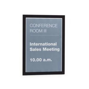 Image of Durable DURAFRAME A4 Self Adhesive Information Sign with Folding Magnetic Front Panel Black Pack of 2