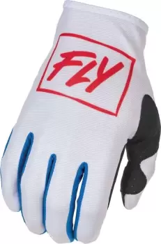 Image of Fly Racing Lite Motocross Gloves, white-red-blue, Size XL, white-red-blue, Size XL