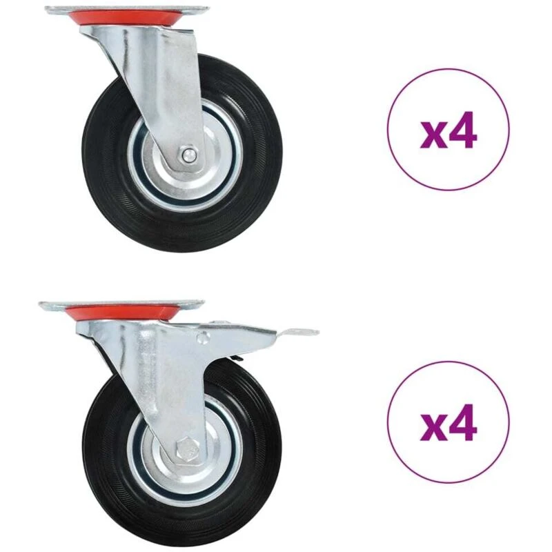 Image of VIDAXL 8 pcs Swivel Casters 125mm Vidaxl 8719883718132