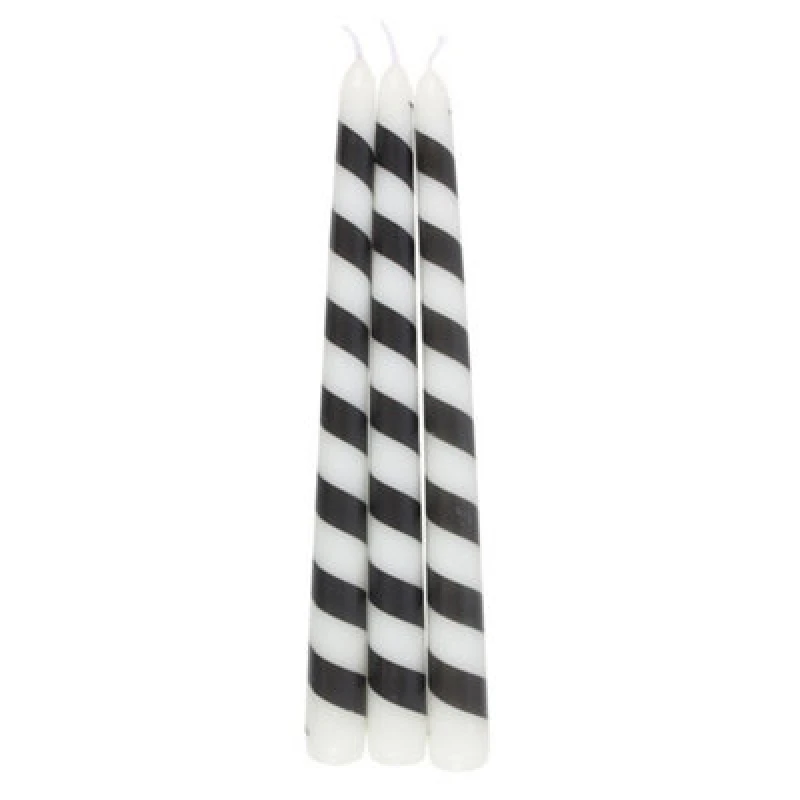 Image of Something Different Something Different Candy Cane Taper Candle (Pack of 3) in Black One Size Unisex 5063806402787
