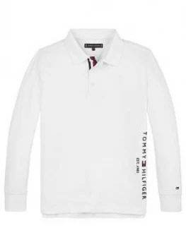 Tommy Hilfiger Boys Long Sleeve Essential Logo Polo - White, Size 6 Years