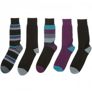 Wildfeet 5 Pack Mixed Socks - Black