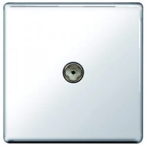 Image of Wickes Single Screwless Flat Plate Coaxial Socket - Polished Chrome