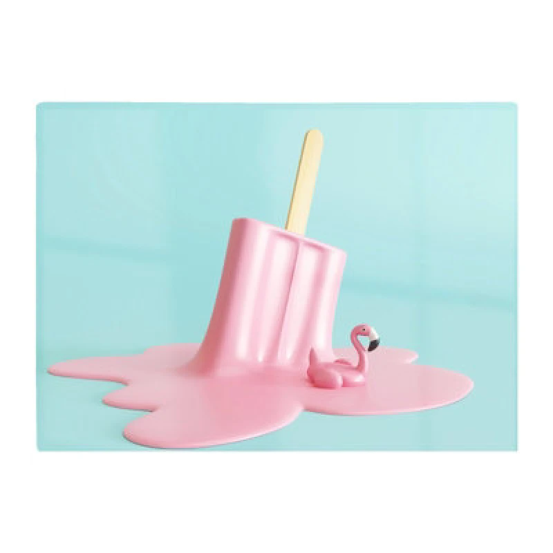 Image of Warren Reed Designer Flamingo Ice Cream Glass Chopping Board