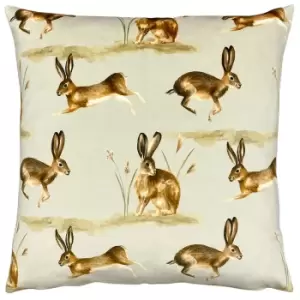 Image of Country Running Hares Cushion Taupe