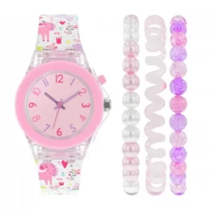 image of Tikkers Kids Multicoloured Unicorn Silicone Strap Watch Set