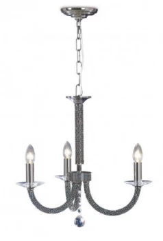 Image of Ceiling Pendant Chandelier 3 Light Black Chrome, Crystal