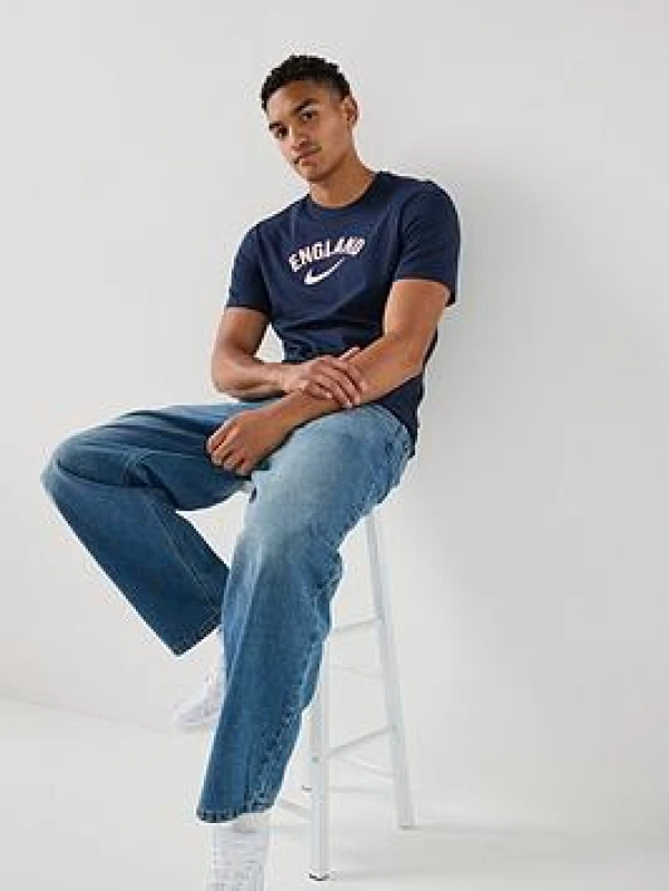Image of Nike Mens England Short Sleeve T-Shirt - Blue Male M