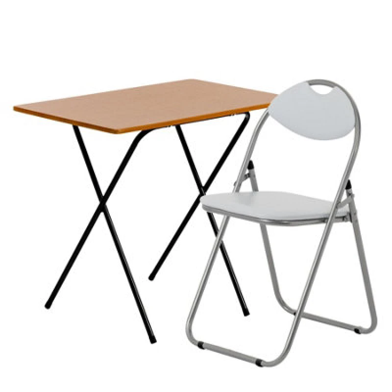 Image of Harbour Housewares Wooden Folding Desk & Chair Set - Natural/white