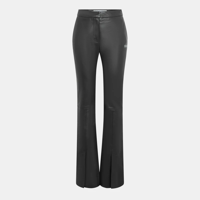 Image of Off White Womens Leather/PU Trousers Black/White female 4 (3XS)