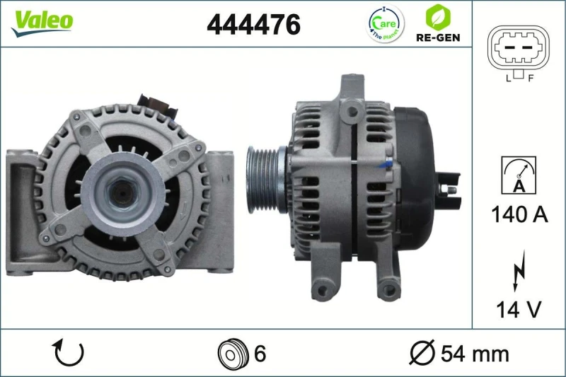 Image of VALEO 444476 Generator VALEO RE-GEN REMANUFACTURED Alternator Charging Current: 140A, Voltage: 14V Alternator (4)
