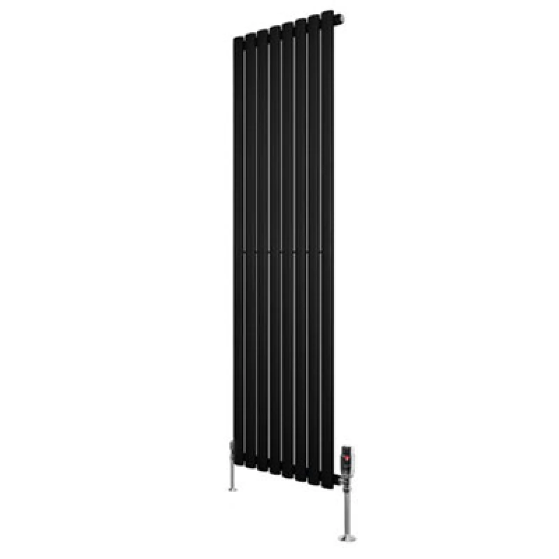 Image of Monstershop Oval Single Column Radiator & Valves - 1600mm x 480mm - Black Unisex