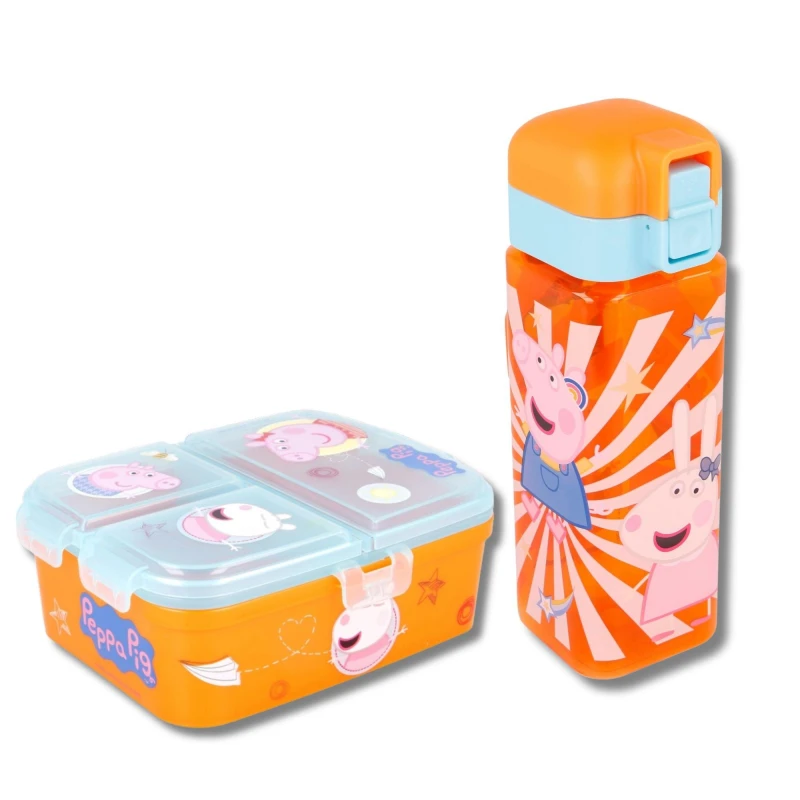 Image of Peppa Pig Peppa Pig Lunch Set With Orange Square Bottle Orange