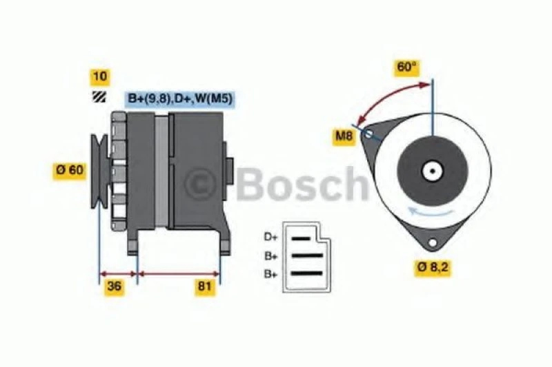 Image of Alternator Bosch 0 986 036 020