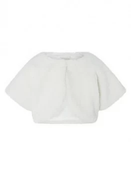 Monsoon Girls Faux Fur Shrug - Ivory, Size Age: 3-4 Years, Women