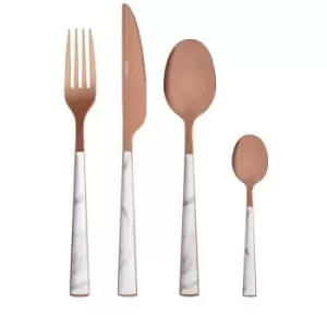 Image of Tower Marble Rose Gold 16 Piece Stainless Steel Cutlery Set