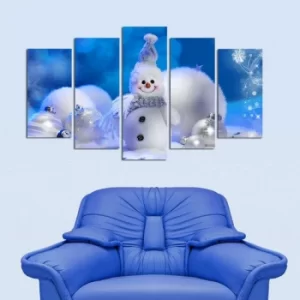 Image of 5PMDFNOEL-6 Multicolor Decorative MDF Painting Snowman and Baubles (5 Pieces)