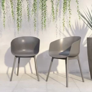 image of Novogratz Yorl XL Garden Patio Dining Chairs 2 Pack Charcoal Grey