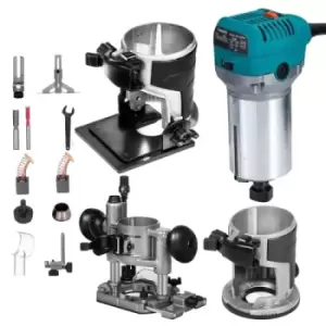 Image of 800W Max Torque Variable Speed 30,000RPM Compact Router with Collets 1/4" & 3/8" 1 x Plunge Base & 1 x Tilt Base 220V
