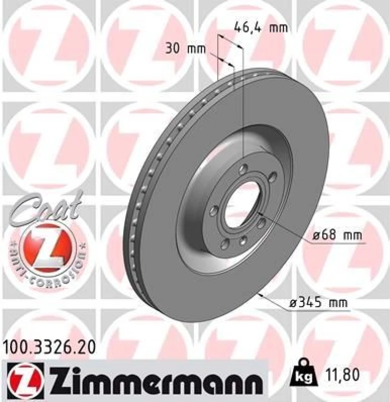 Image of ZIMMERMANN Brake disc ZIMMERMANN 100.3326.20