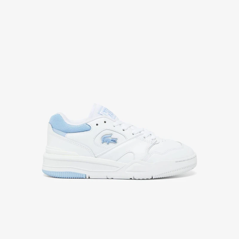 Image of Lacoste Lineshot Leather Trainers White Blue female UK 5