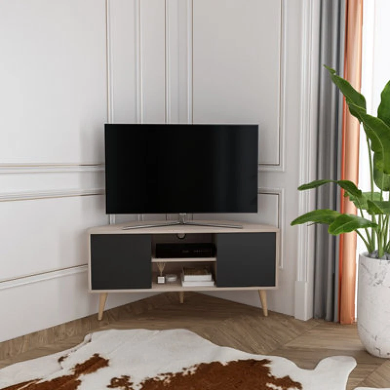 Image of Decorotika Lesson Corner TV Stand Multimedia Centre for TVs up to 55" Medium Beige