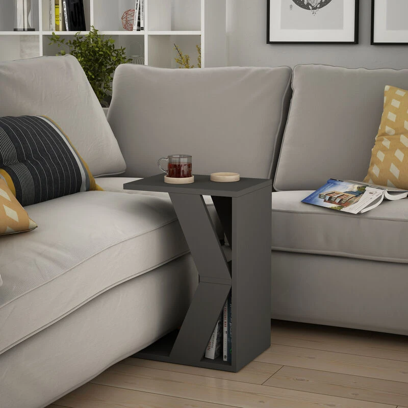 Image of DECORTIE Decortie - Naze Modern c Shape Table Multipurpose h 57cm - Anthracite Grey - Anthracite Grey M.SH.14196.3