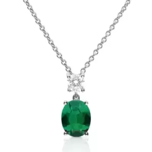 image of Diamonfire Silver White & Emerald Zirconia Oval Cut Necklace