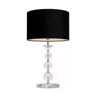 image of Zumaline Rea Table Lamp with Round Shade, Black, 1x E27