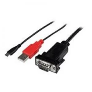 Image of StarTech.com Micro USB to RS232 DB9 Serial Adapter Cable for Android with USB Charging - M/M