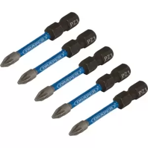 Image of Draper Expert Impact Pozi Screwdriver Bits PZ1 50mm Pack of 5