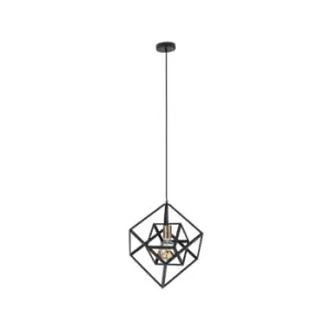 image of Matt Black Metal Cube Pendant