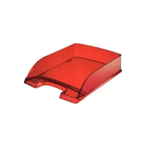 image of Plus Letter Tray, Transparent A4. Transparent Red - Outer Carton of 5